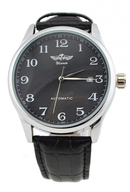 Чоловічий годинник Winner Handsome екошкіра Black (M_G_080419_43-1)