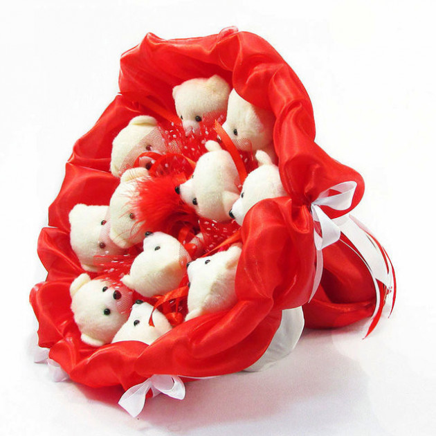 Букет з іграшок Igratoria Ведмедики 11 шт Червоний (5281IT)