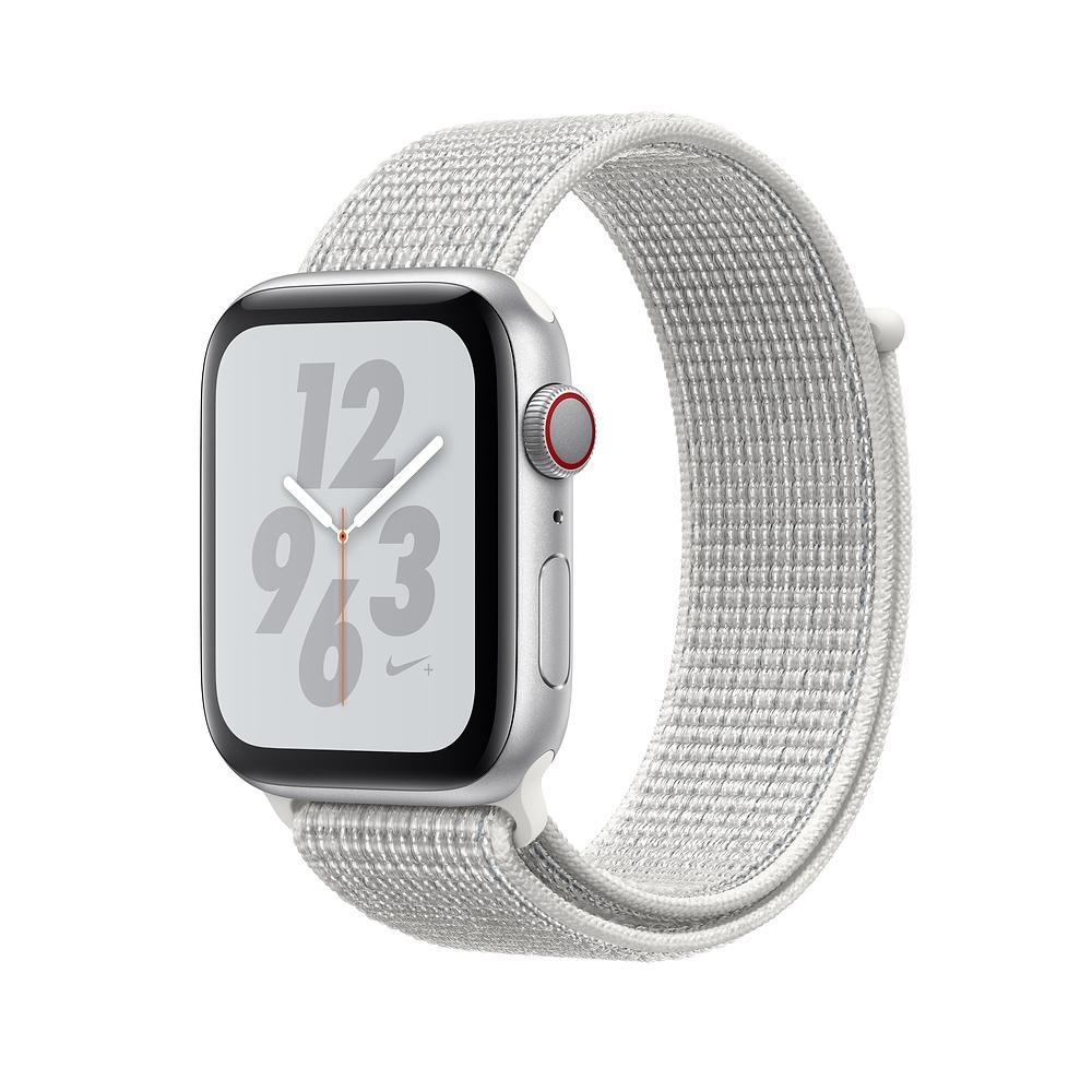 Смарт-годинник Apple Watch Series 4 Nike 44mm GPS + Cellular Silver Alum. Summit White Nike Sport Loop (MTXA2) (F00173035)